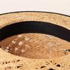 New Elegant Women'S Black Bow Straw Hat Hollow Woven Flat Top Sun Hats For Women Summer Beach Travel Beach Vacation Caps