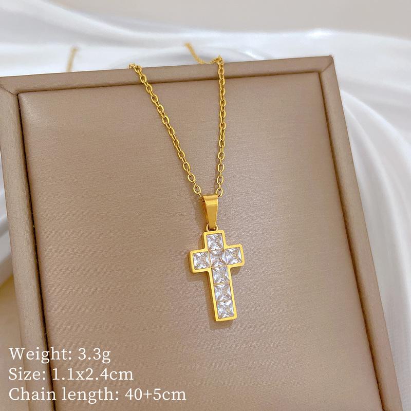 Stainless Steel Punk Hip-Hop Style Necklace Temperament Simple Front Buckle Collarbone Chain