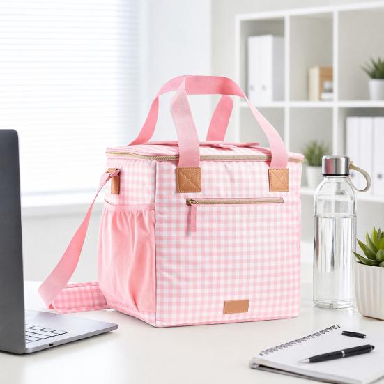 Insulation Lunch Bag, Leakproof Portable Cooler Tote Bag, Large Capacity Lunch Bag with Crossbody Strap, Portable Picnic Lunchbox for Outdoor Parties