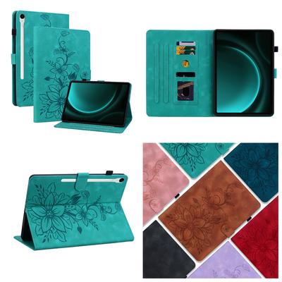For Samsung Galaxy Tab S9 FE (Galaxy Tab S9 FE Wi-Fi SM-X510;Galaxy Tab S9 FE 5G SM-X516B).PU Leather Exquisite Floral Embossed Design Tablet Case
