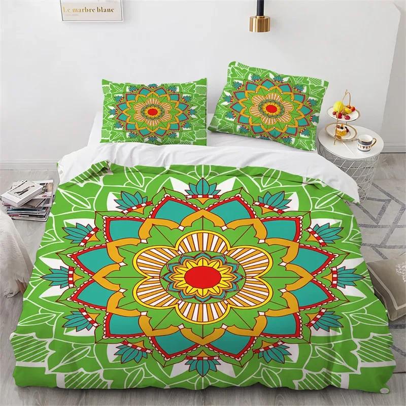 Mandala Duvet Cover Bohemia Floral Bedding Set Microfiber Exotic Flower Comforter Cover King Queen For Girls Adult Room Decor