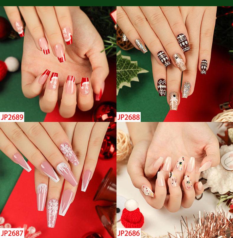 European & American Christmas Press-On False Nails Set