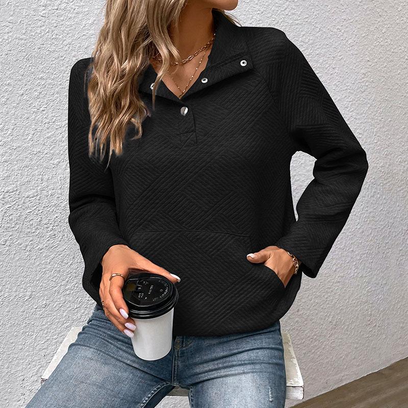 Yiyi European & American Casual Women's 2025 Solid Color Long Sleeve Stand Collar Hoodie for Autumn and Winter