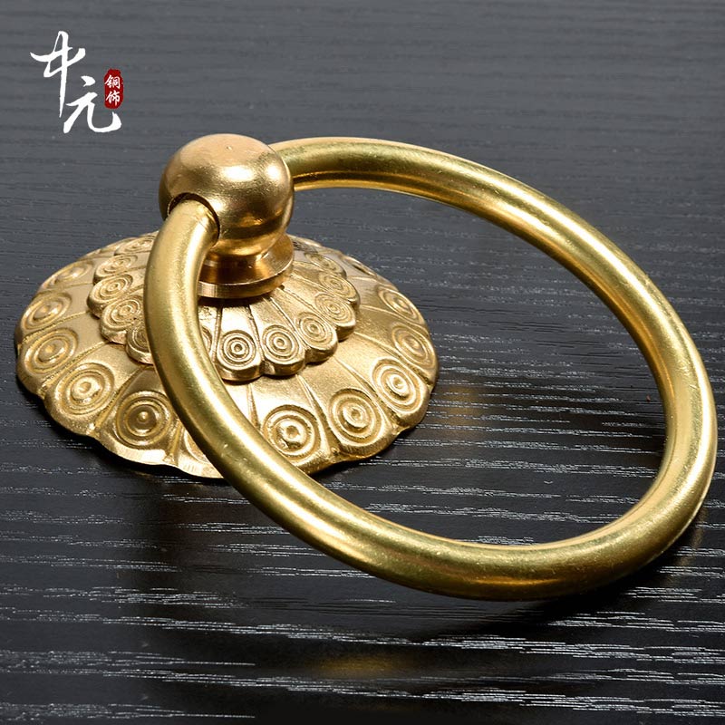 Small Vintage Door Ring Knocker Brass Old Knob for Cabinet Classics Gate Round Ring Handle Retro Entrence Door Knock Home Decor