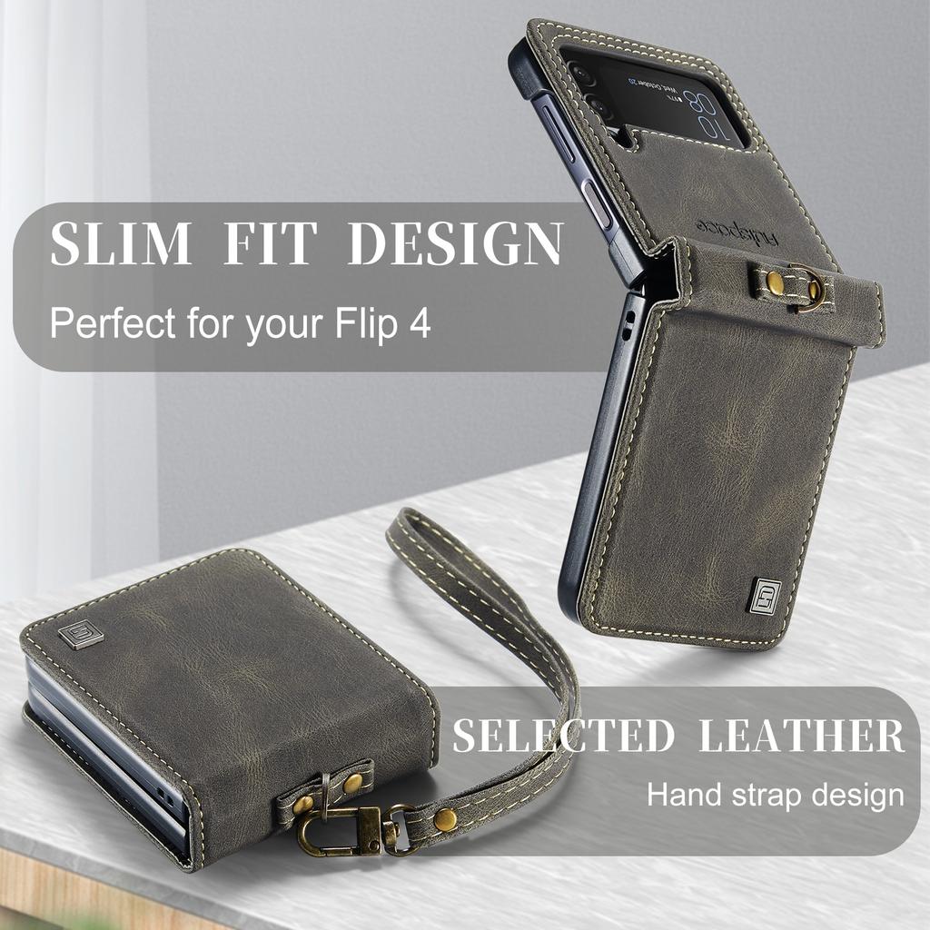 Antypoślizgowa skórzana składana obudowa Funda do Samsung Galaxy Z Flip4 Flip 4 5g Zflip4 Matowa, precyzyjna obudowa z wycięciem