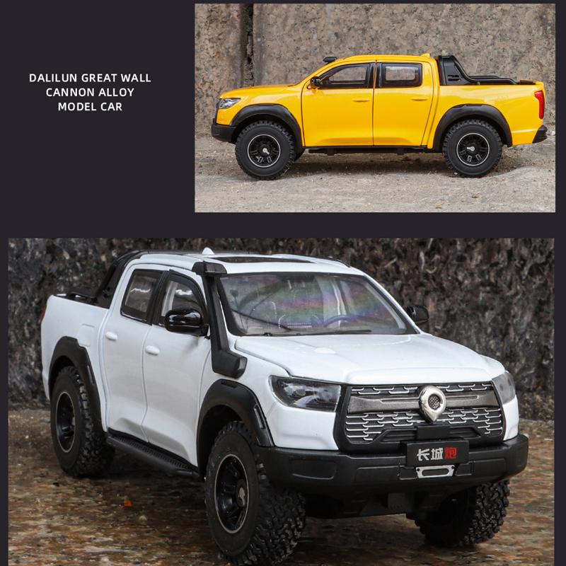 Simulation 1:24 Great Wall Motor POER Pickup Alloy Car Model With Sound Light Off Road Vehicle Toy  Birthday Gift Collection