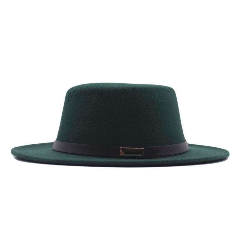New spring and autumn top hat women's fashion British woolen hat flat top gentleman retro solid color hat