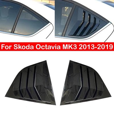 Per Skoda Octavia MK3 2013- Copertura per finestrino posteriore dell'auto, per persiana laterale, adesivo, presa d'aria, accessori in fibra di carbonio ABS.