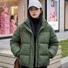 Winter new plaid cotton clothes women's short thickened warm stand-up neck cotton-padded clothes jacket loose casual bread clothes