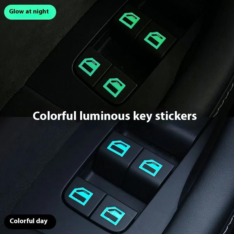 Car Interior Luminous Button Stickers Window Switch Glow