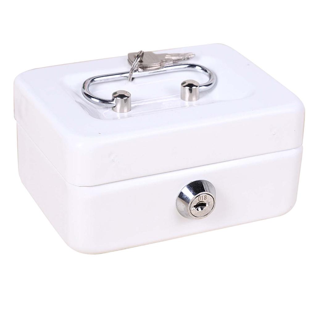 Cash Box with Money Tray Metal Storage Safe Lock Box Mini Locking Cash Box Money Saving Organizer