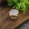 Hot-selling enamel color square geometric line elastic ring, versatile creative irregular line ring for men and women