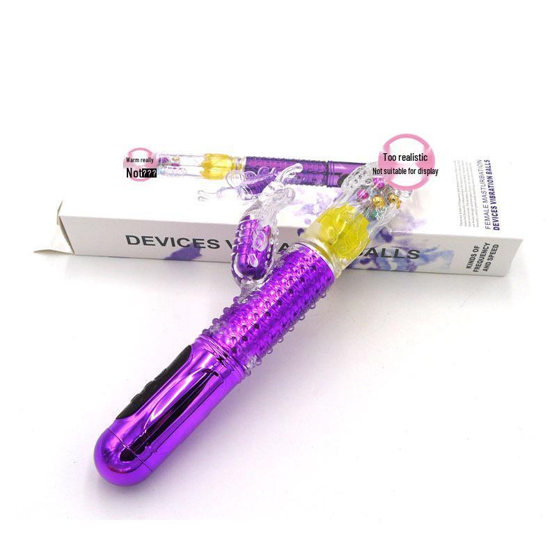 Women's Rechargeable Telescopic Rotating Bead Vibrator - Attracts Bees, Butterflies, and Provides Soothing Massage for Erotic Pleasure.