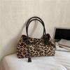 Vintage Leopard Print Magnetic Snap Tote Bag Simple Rectangular Soft Leather Large-capacity Shoulder Bag Adjustable Underarm Bag
