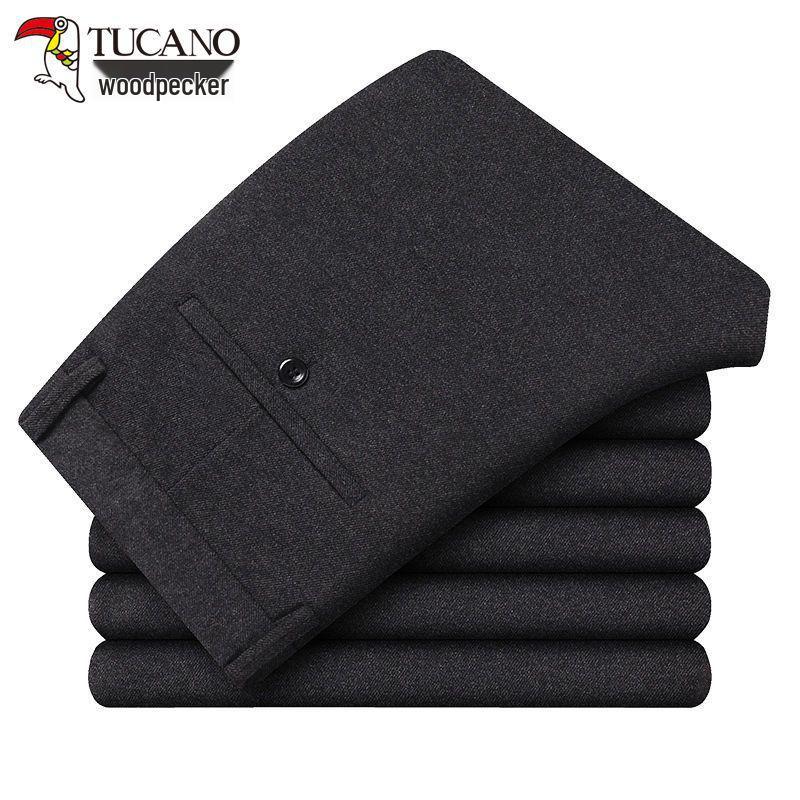 

Мужские шерстяные стрейчевые повседневные брюки Woodpecker - Осень/Зима, Свободного прямого кроя для мужчин среднего и пожилого возраста 35 (Waist 2 8 ) темно-серого