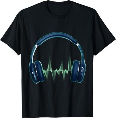 Headphones Soundwaves Disc Jockey EDM Earphones DJ T-Shirt