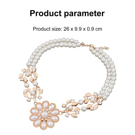 Double-Layer Flower Pendant Faux Pearl Elegant Chain Necklace for Dating