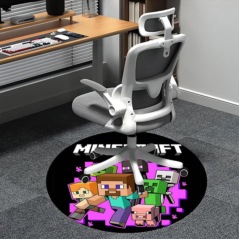 

Коврик-подкладка под стул с персонажами Minecraft, Круглый ковер - Ковер для офиса, Машинная стирка, Нескользящий, Подходит для гостиных, спален 80cm