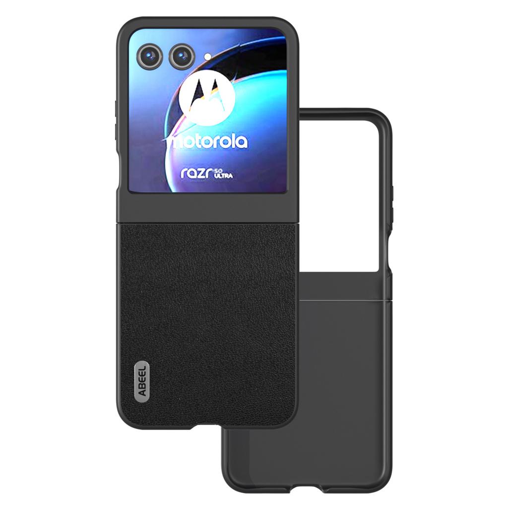 For Motorola Razr 50 5G Case Genuine Cow Leather Coated PC Phone Cover