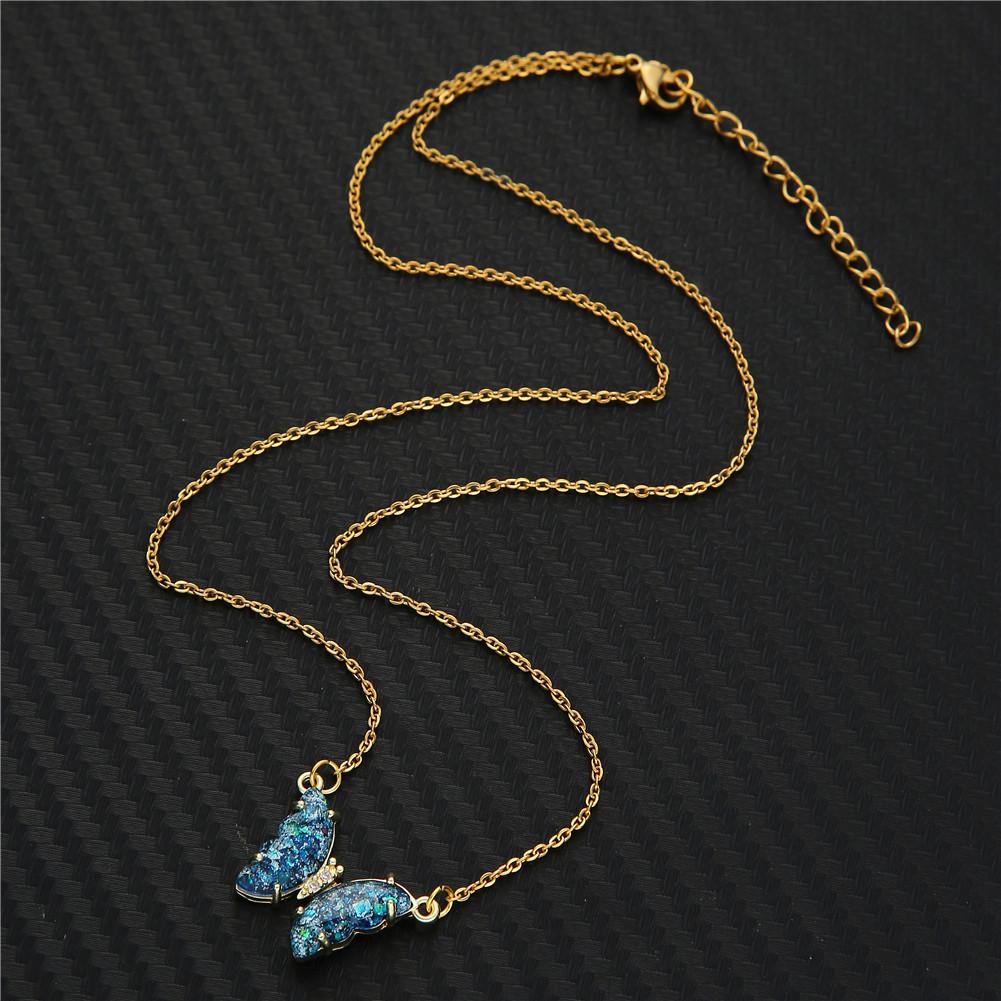 Подвеска-ожерелье с бабочкой из циркона: Цепочка из нержавеющей стали для рождественского подарка