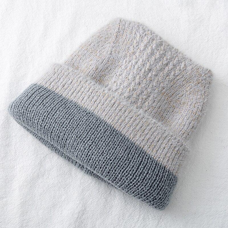Neue Frauen Nette Katze Ohr Winter Hut Doppel-schicht Kaninchen Pelz Hut Stilvolle Weiche Beanie Hut Für Frauen Warme grils Gestrickte Hut