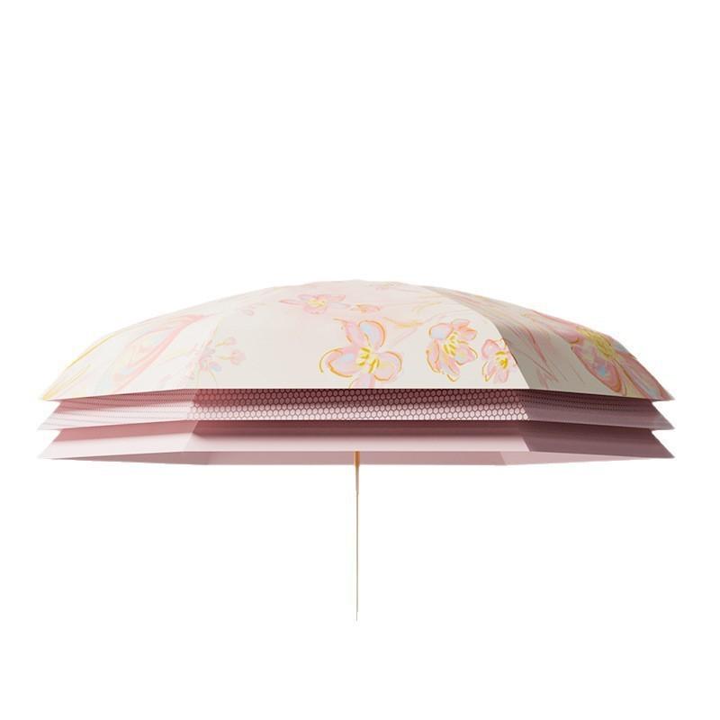 Compact 5-Fold Umbrella Women Lightweight Sun Rain Parasol UPF60 Portable Pocket Size Travel Accessory