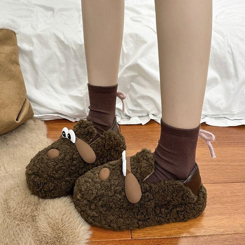 Wear Heightened Non-slip Waterproof Bag Head Cool Slippers for Women's 2025 Autumn and Winter New Thick-bottomed Cute Ugly Cartoon Slippers