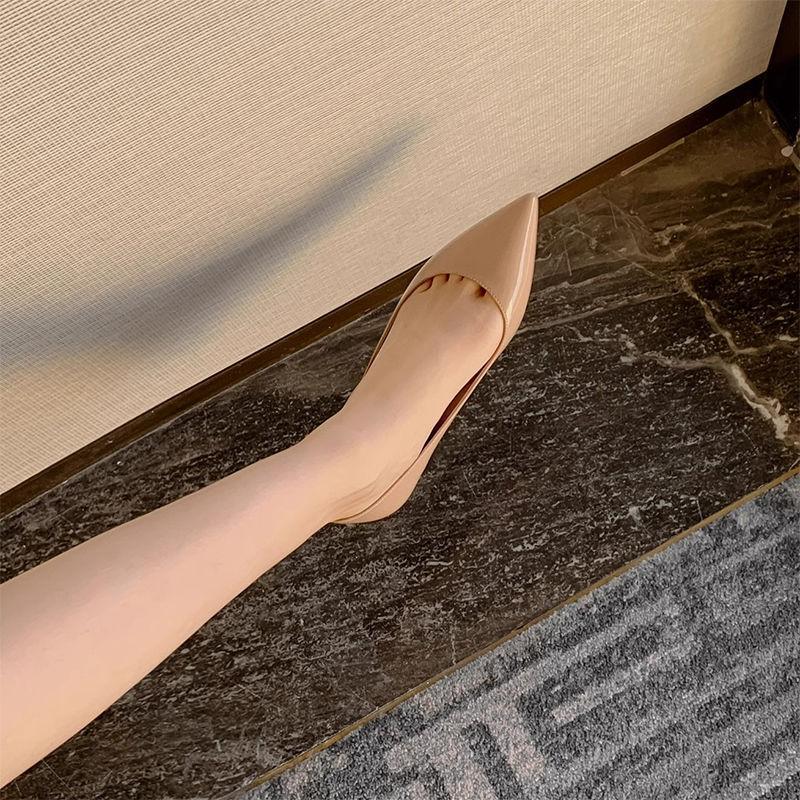 Nude sexy temperament heightened flat shoes year dating light mouth pointed soft sole single shoes