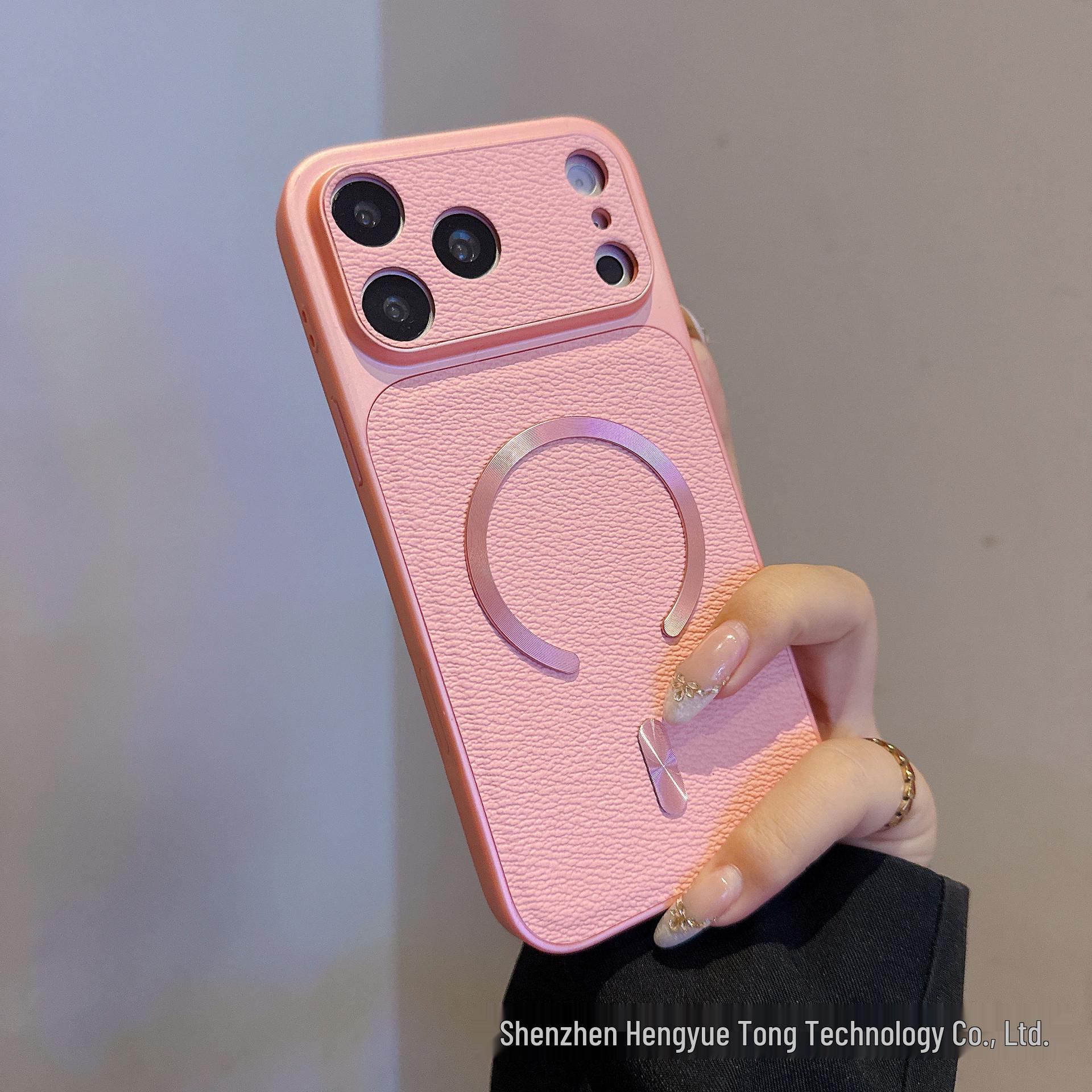Aurora Magnetic Suction Case with 17 V-Lines for iPhone 17 Pro Max iPhone 13 розовый