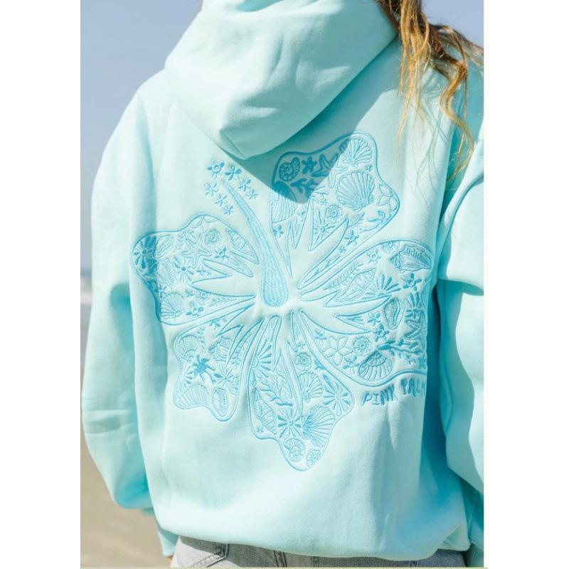 European Coconut Embroidered Drop Shoulder Hoodie