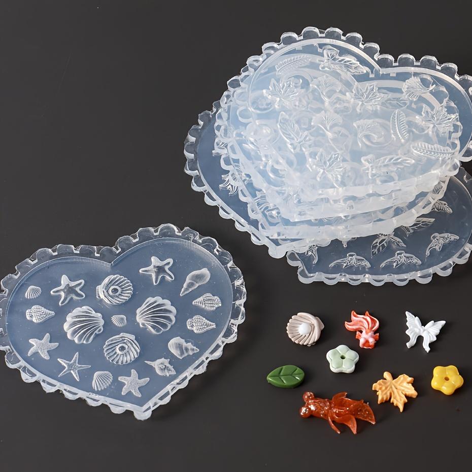 6Pcs Silicone Carving Molds – Summer Beach Style with Starfish, Conch & Goldfish, Nail Art Stencil for DIY Nail Accessories & Polymer Clay Jewelry