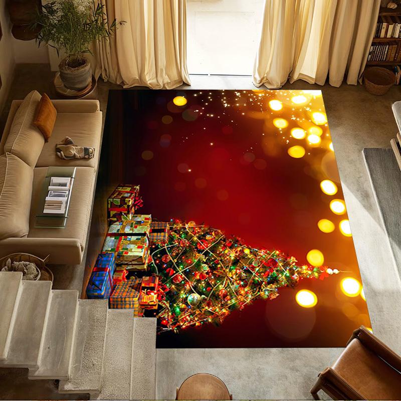 Christmas Tree Gifts Crystal Velvet Chair Mat Area Rug - Non-Slip, Floor Mat, Office Desk Chair Rugs, Bedroom Decor.Christmas Gift-1106010