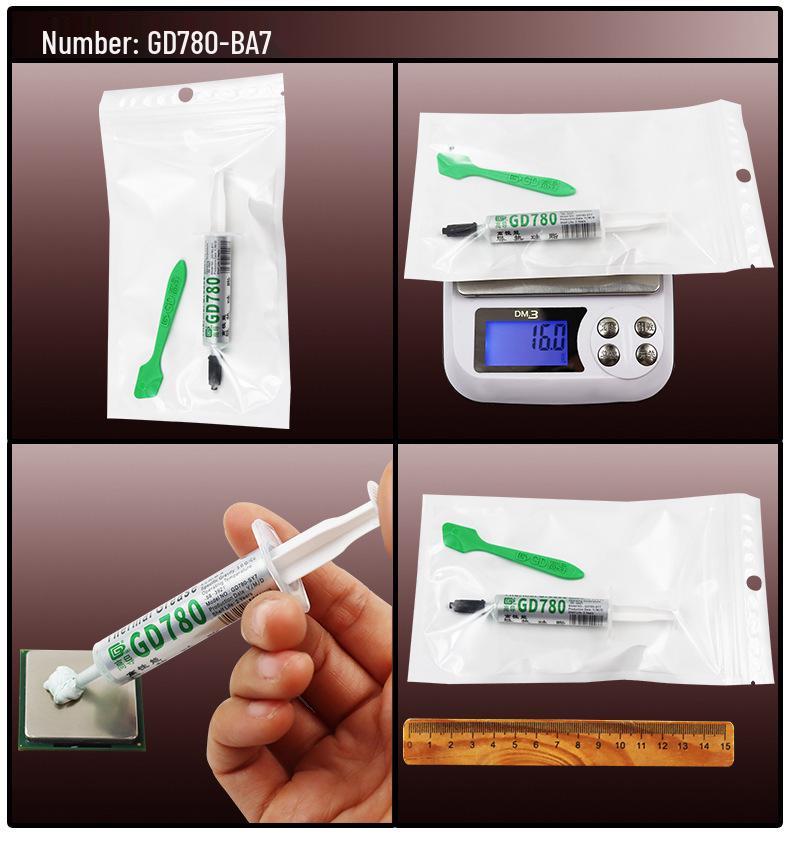 Vysoce vodivá teplovodivá pasta GD450, 7g stříkačka pro chlazení CPU, silikonové mazivo