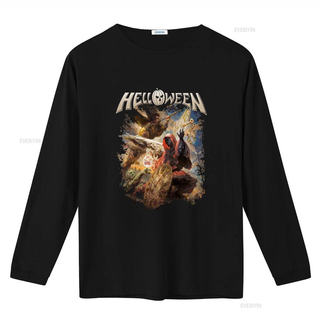 Helloween Album Cover Print Black T Shirt New Official Design for vintage Washed graphic Stylish Versatile Stretched fashion