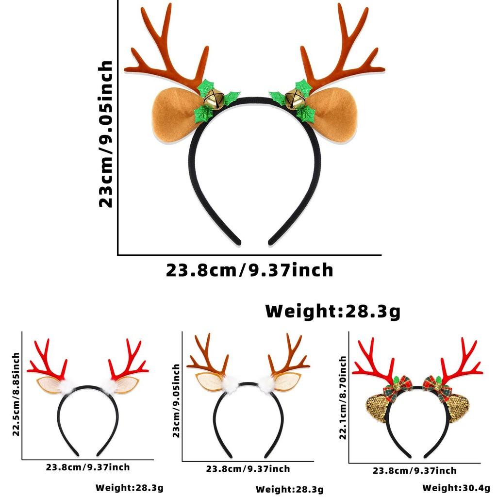 Plush Holiday Reindeer Antler Headband With Bells And Bows For Family Celebrations