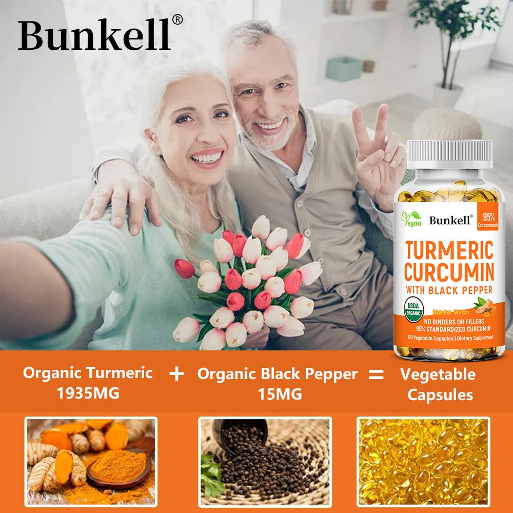 Kurkuma Curcumin Nahrungsergänzungsmittel, Mit Schwarzem Pfeffer, 120 Pflanzliche Kapseln Pro Flasche