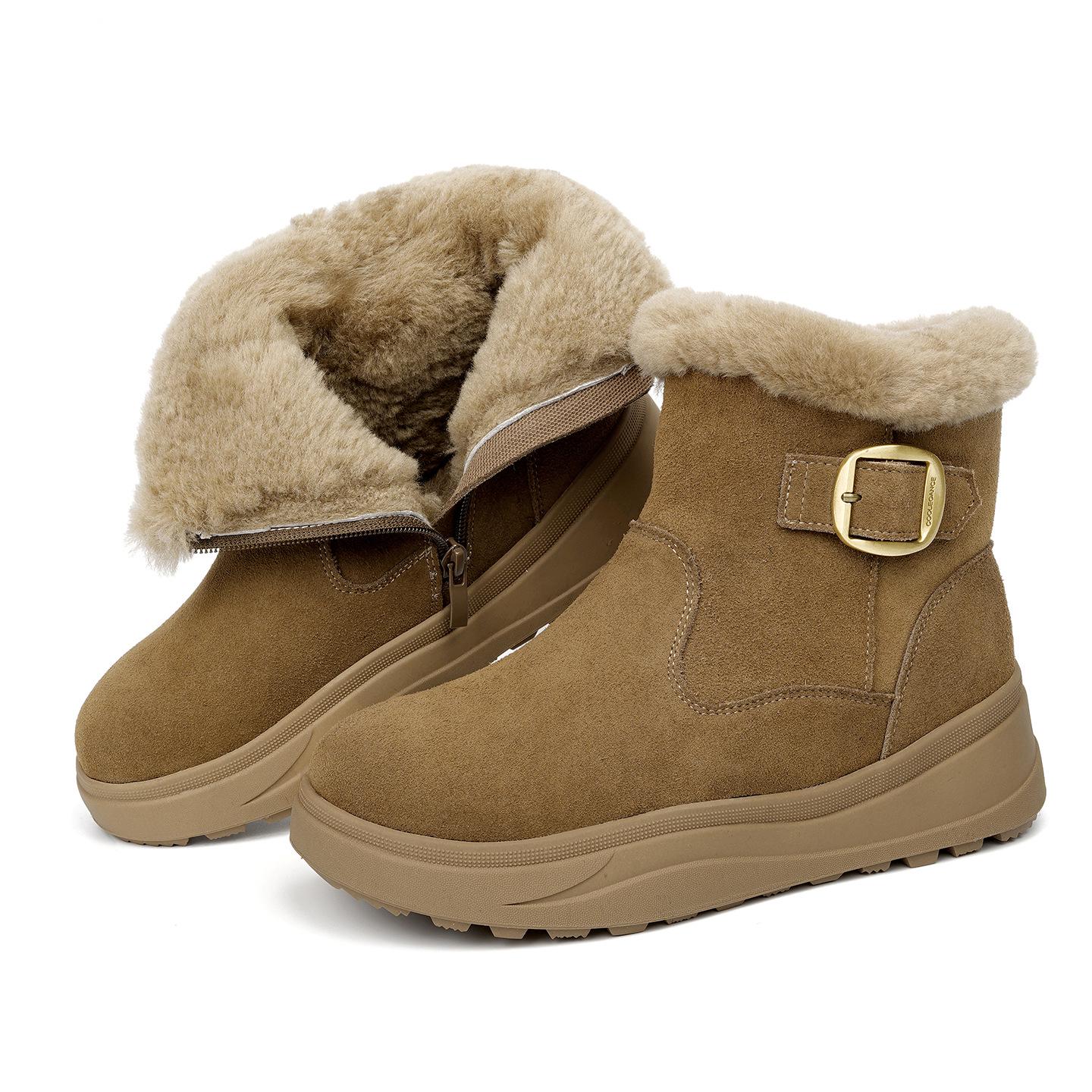 Женские зимние ботинки из натуральной кожи с шерстяной подкладкой - Нескользящие Очень теплые На плоской подошве Короткие Морозостойкие 37 5540₽