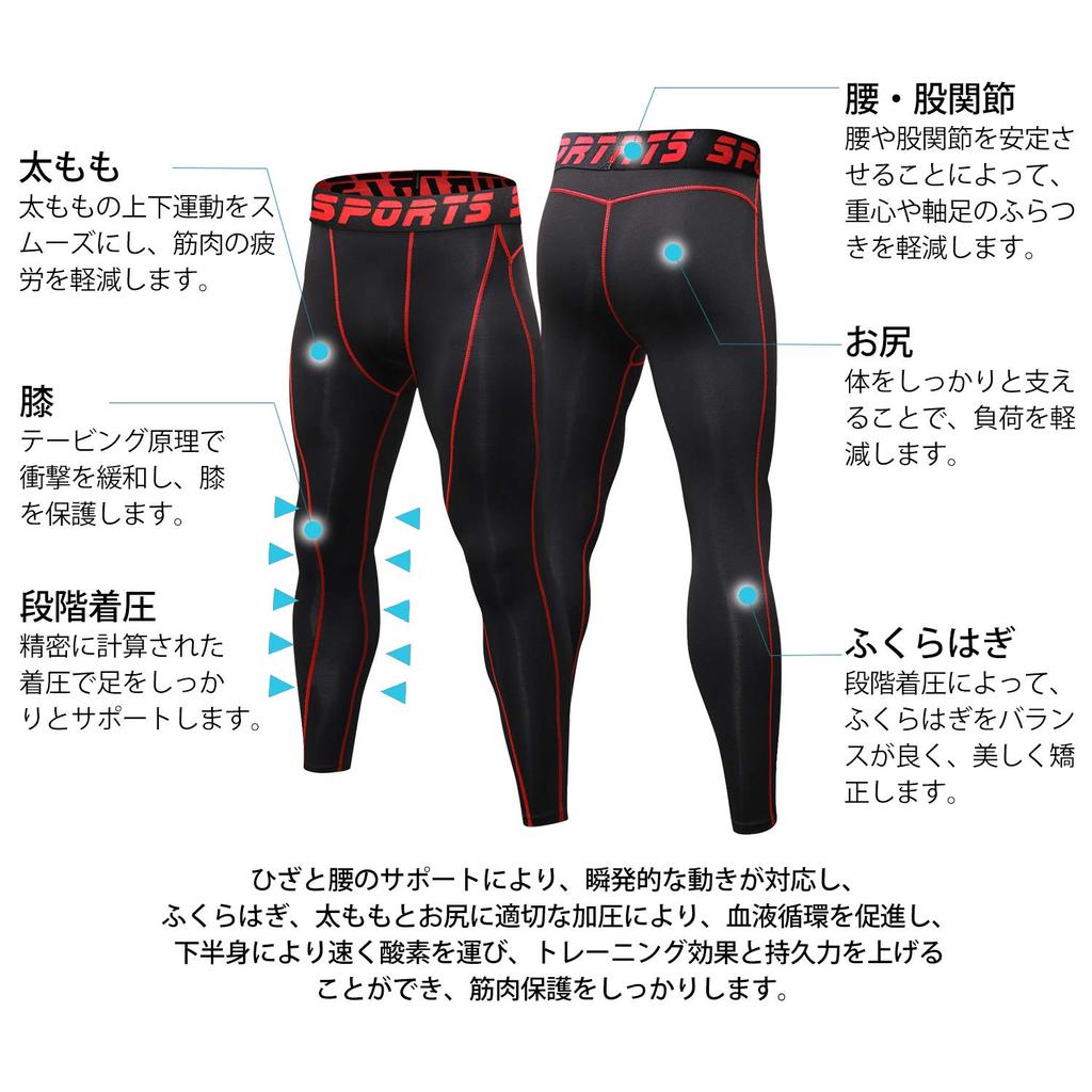 Sillictor Power Stretch Lange Unterwäsche Kompressionsstrumpfhose Schutz Feuchtigkeitsableitend Schnell trocknend yc1060 Größe XL Herren [UV + + Trocknend] Schwarz/Rot,