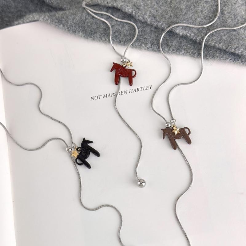 Vintage Zodiacal Horse Layering Necklace Stainless Steel Copper Neckchain For Women Fashion Jewelry Accessory Gift