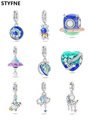 Charms Plata Astronaut In The Starry Sky Beads Charm Copper Plated Fit Charms Original Bracelet For Jewelry Making Diy Charm
