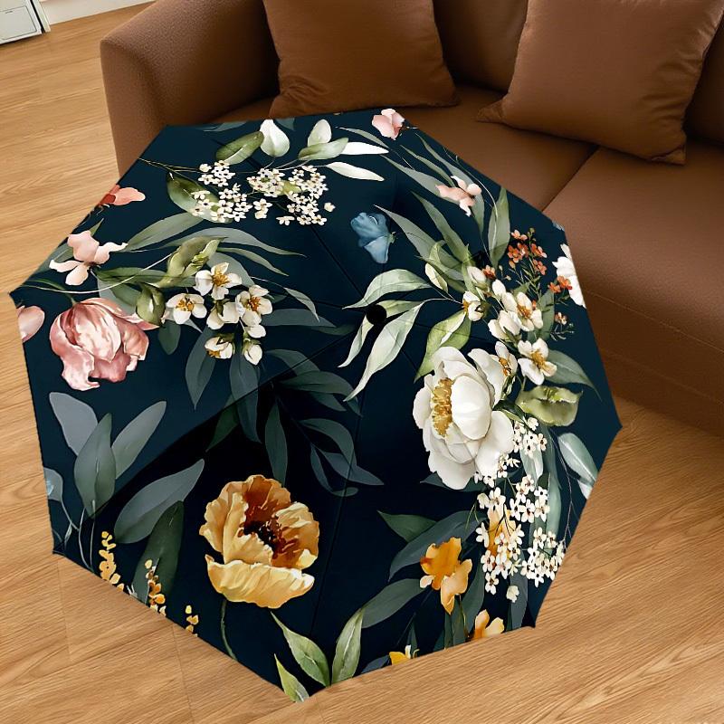 1PC Floral Pattern Umbrella-8-Rib Reinforced Portable Folding Travel Suitable for All Seasons Outdoor Daily Use Is an Ideal Choice  -K0414