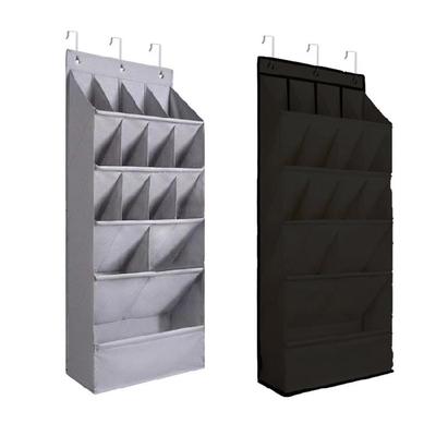 15 Pocket Over Door Hanging Shoe Rack Multipurpose Shoe Hanger for Door Back Storage Solution In Gray Oxford Fabric