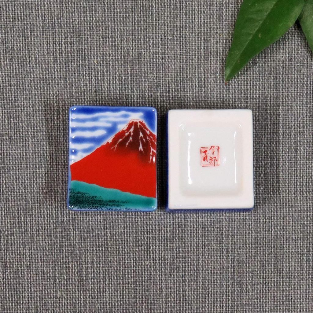 Stylish Kutani Ware Chopstick Pair Hokusai Red Fuji Ceramic Cutlery Made In Japan Rests, Set, Design, Rest,