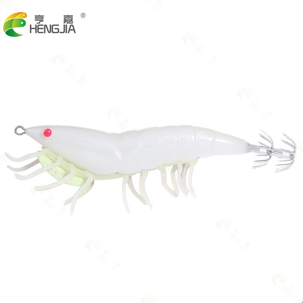 11CM22GLuminous Squid Shrimp Fake Bait Wood Shrimp Lure Bait Bionic Fishing Bait Universal for Freshwater and Saltwater