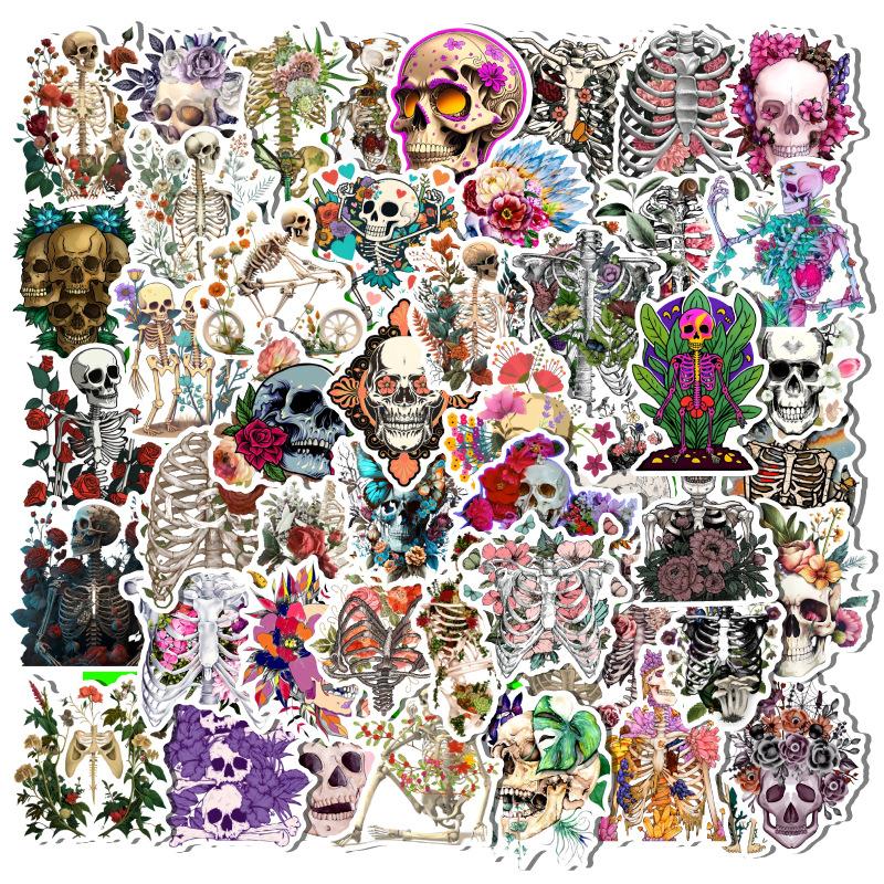 10 30 50Pcs Rosette Skull Stickers For Suitcase Skateboard Laptop Luggage Phone Car Styling Diy Decal Pegatinas