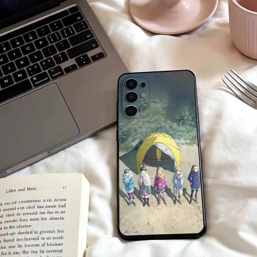 Anime Y-Yuru C-Camp  Phone Case For Samsung S25,24,23,22,30,21,10,9,Ultra,Plus,Lite,FE,4,5 G Soft Black Case