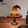 Stained Glass Bedside Lamp Witch Hat Lamp, Handcrafted Retro Resin USB Powered Gothic Table Wizard Hats Night Light, Halloween Home Decor Accent Lamps