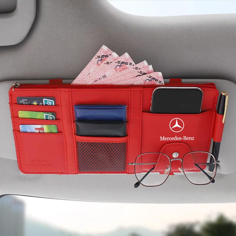 Car Sun Visor Point Type Multi-function Storage Bag Car Accessories For Mercedes-Benz AMG C500 C200 C300 A B C E GLA CLA GLK GL ML GLE W204 W205 W203