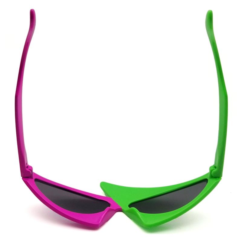Occhiali da Sole Divertenti Unisex per Feste Occhiali Asimmetrici Anni '80 Occhiali Rosa Shocking e Verde Neon per Danza Hip Hop Festa di Halloween