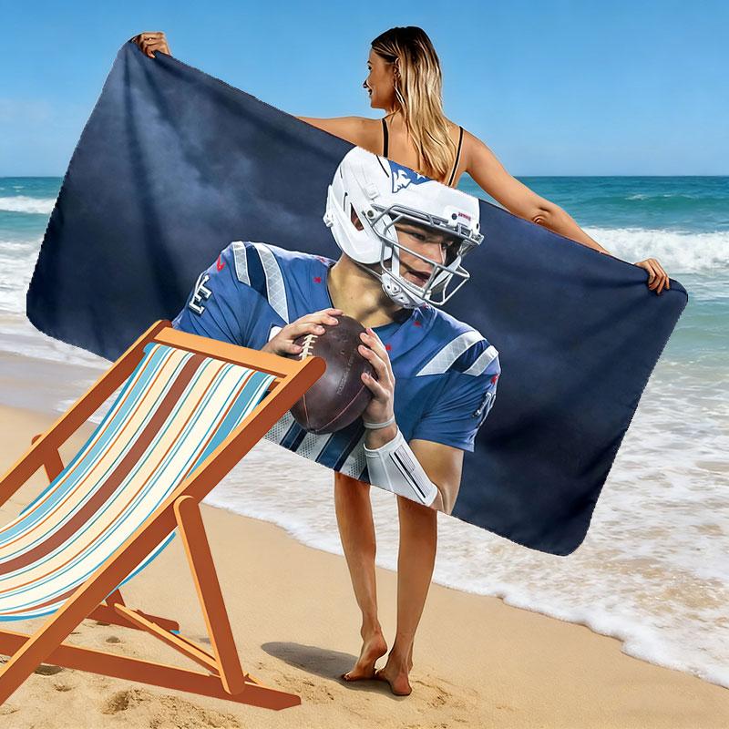Drake Maye Print Beach Towel, Large Soft Quick Dry Towel for Beach Camping Swimming